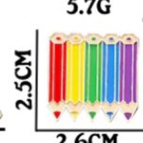 Pride Rainbow Colored Pencils Pin Brooch - Picture 2 of 3